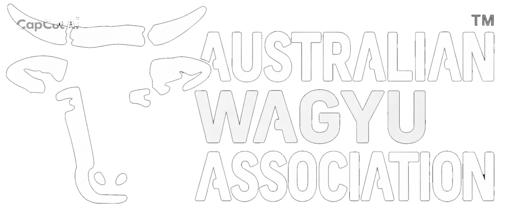 Outline of a cow's head next to the text "Australian Wagyu Association™" in large, bold letters on a white background.